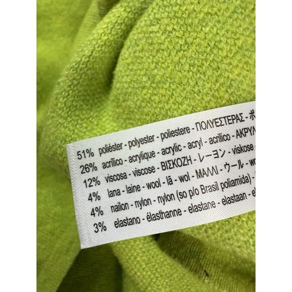 ZARA Neon Green Wool Viscose Blend Knit Midi Dress Long Sleeve Bodycon L - Picture 11 of 11